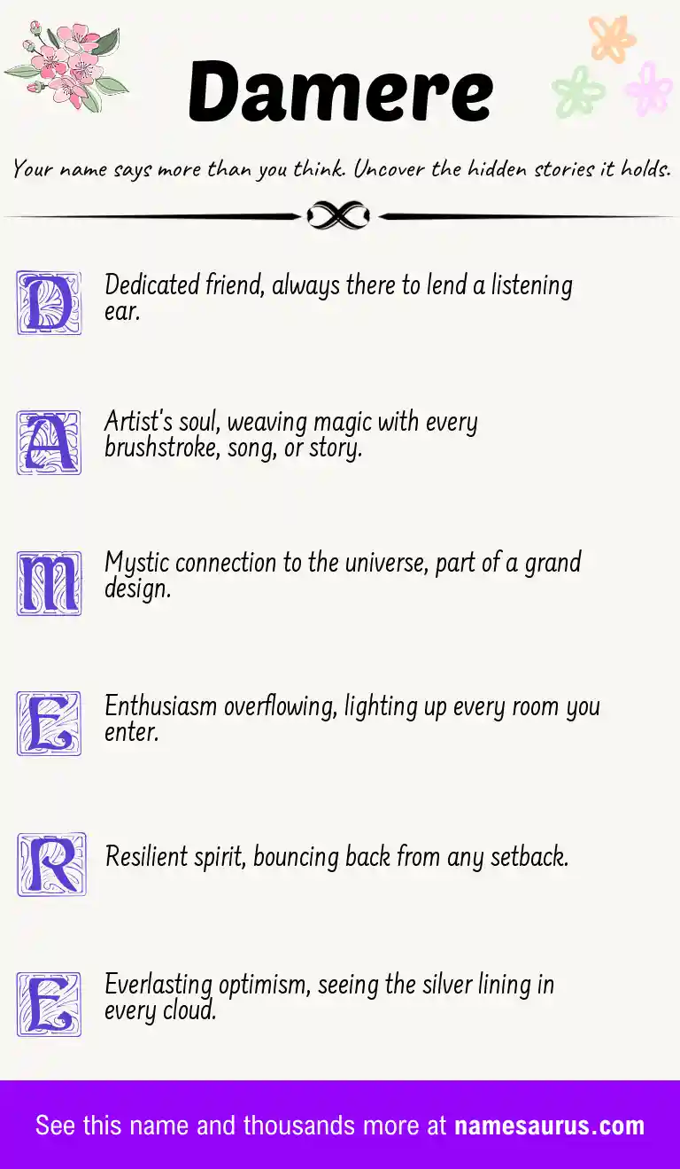 Acrostic poem about Damere.