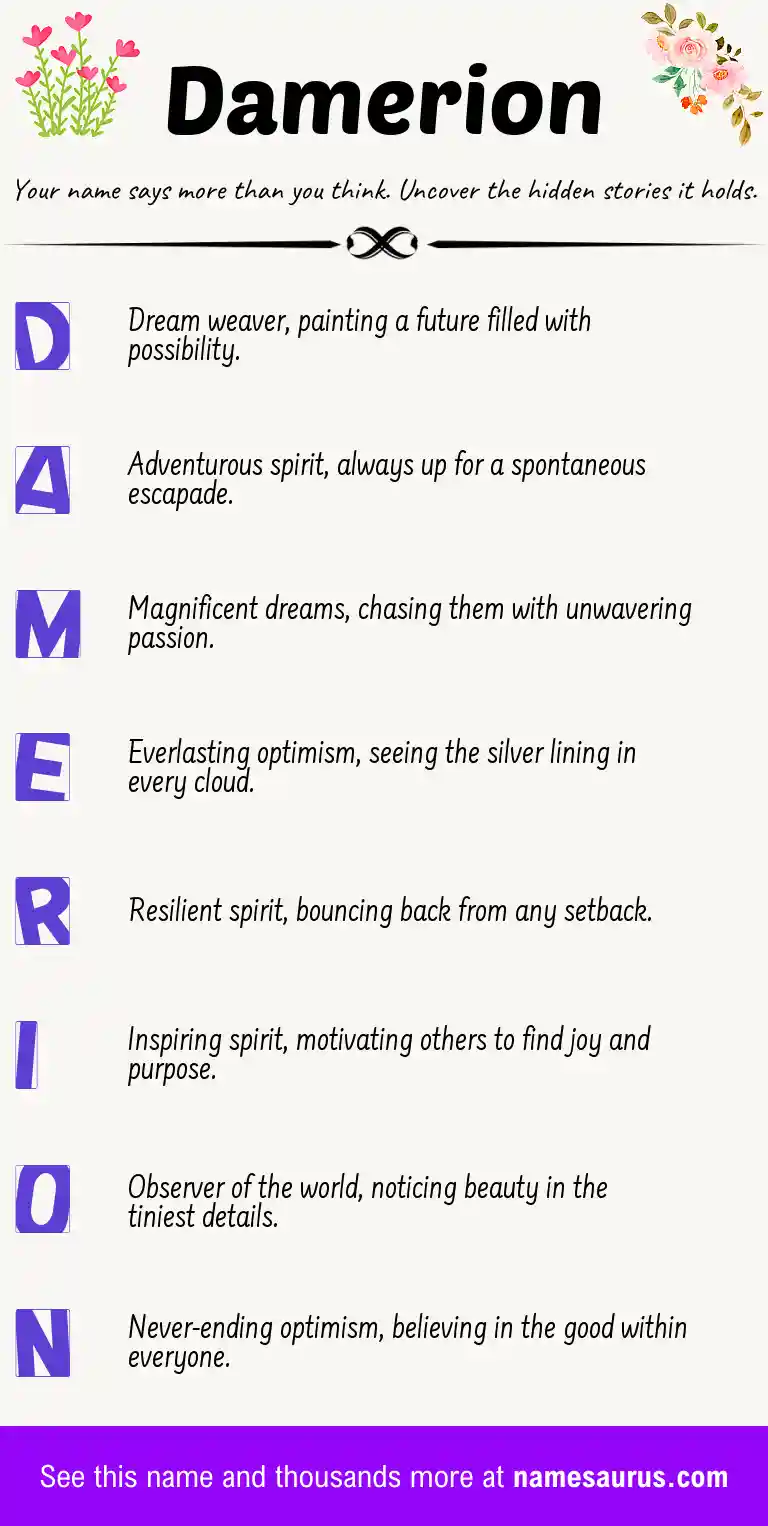 Acrostic poem about Damerion.