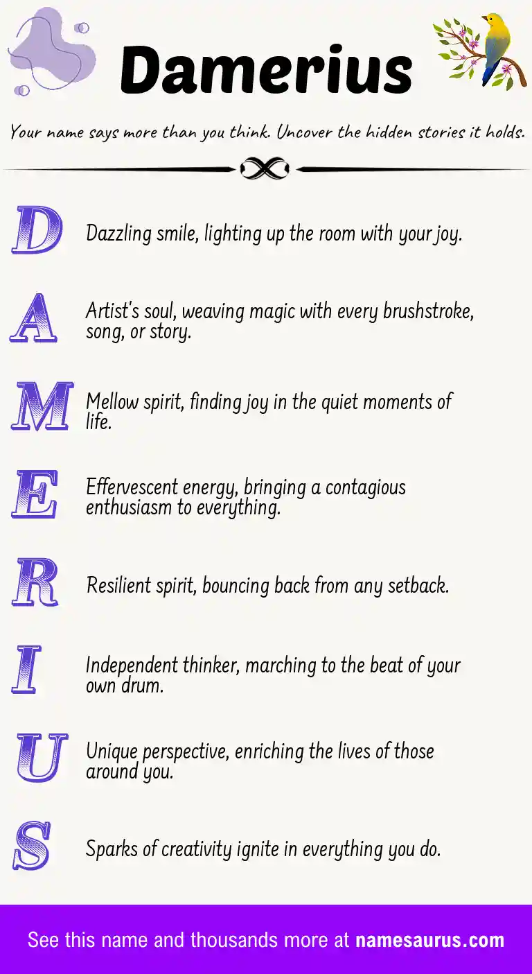 Acrostic poem about Damerius.