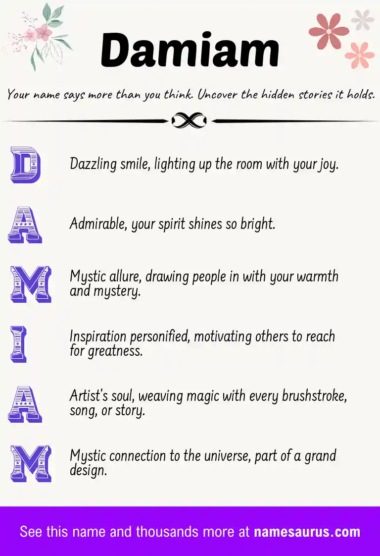 Acrostic poem about Damiam.