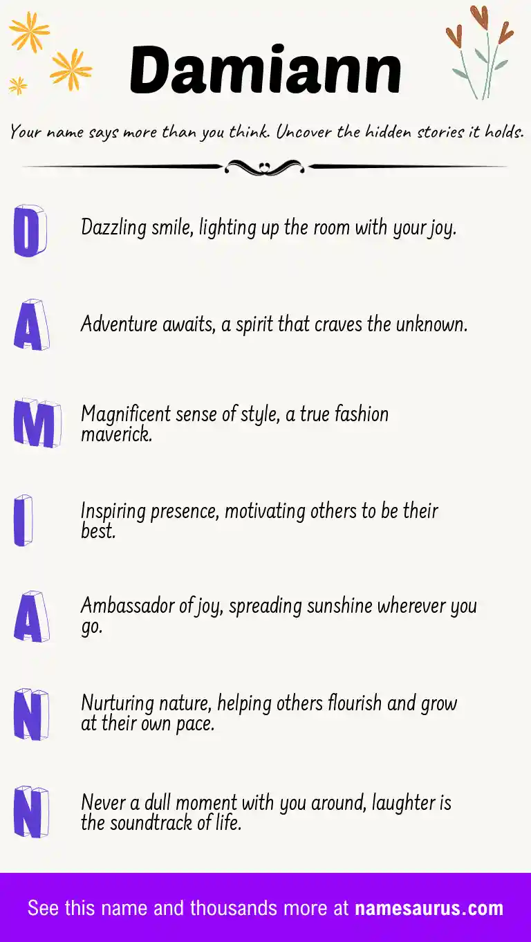 Acrostic poem about Damiann.