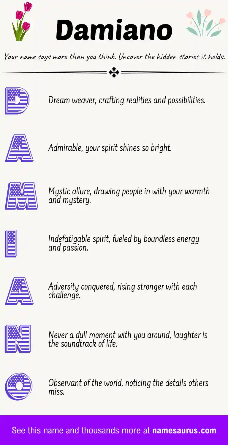 Acrostic poem about Damiano.