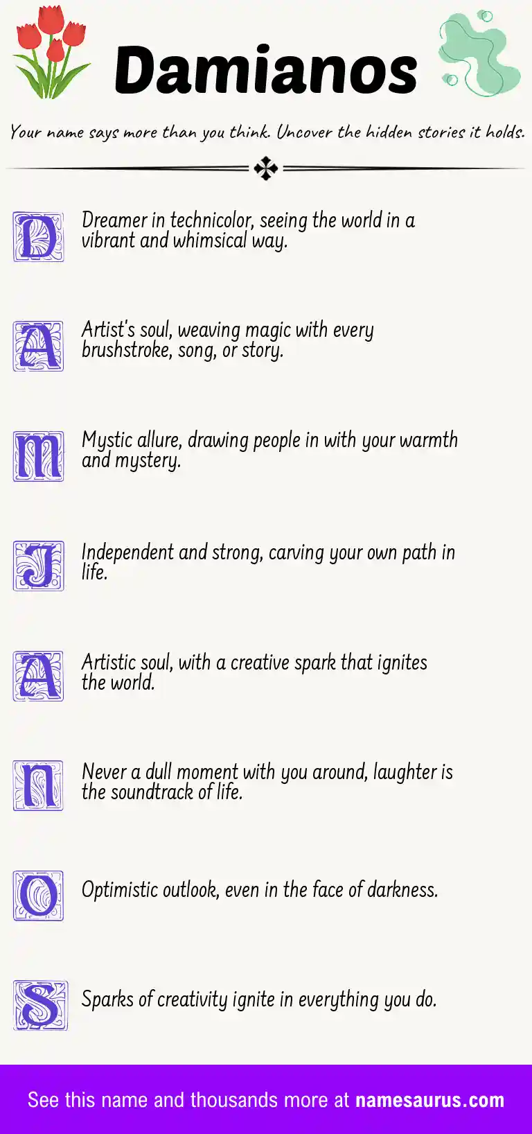 Acrostic poem about Damianos.