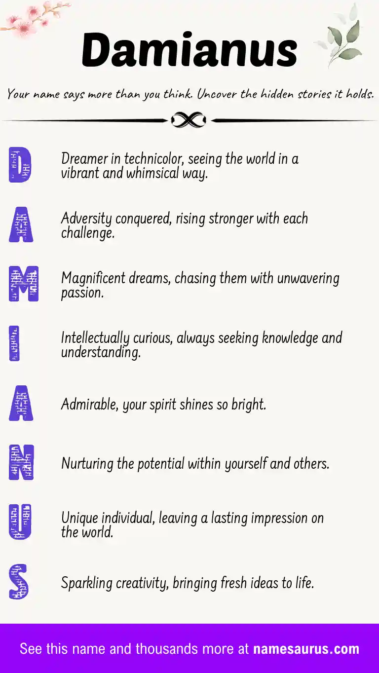 Acrostic poem about Damianus.