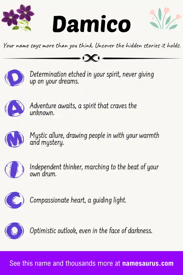 Acrostic poem about Damico.