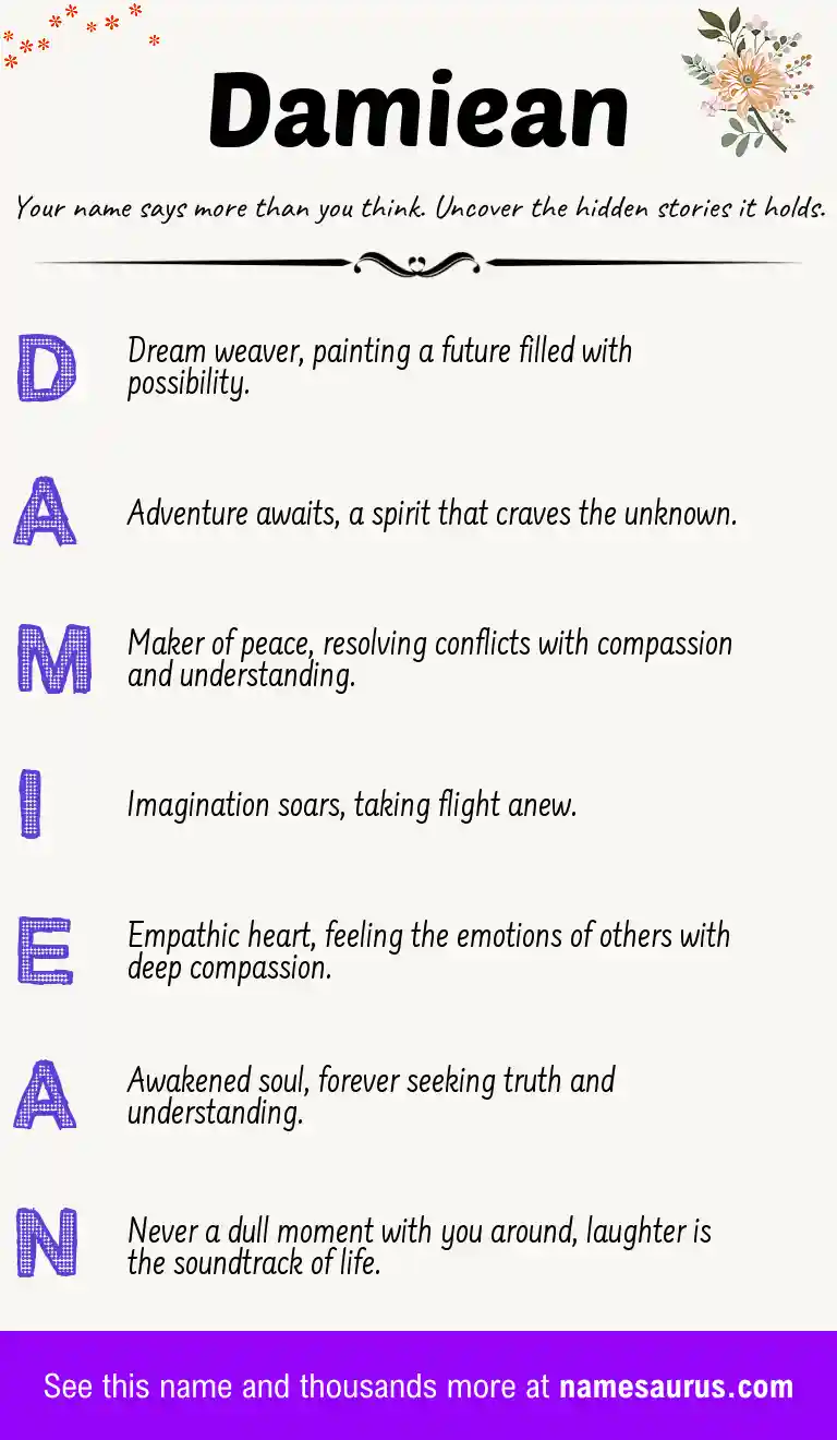 Acrostic poem about Damiean.