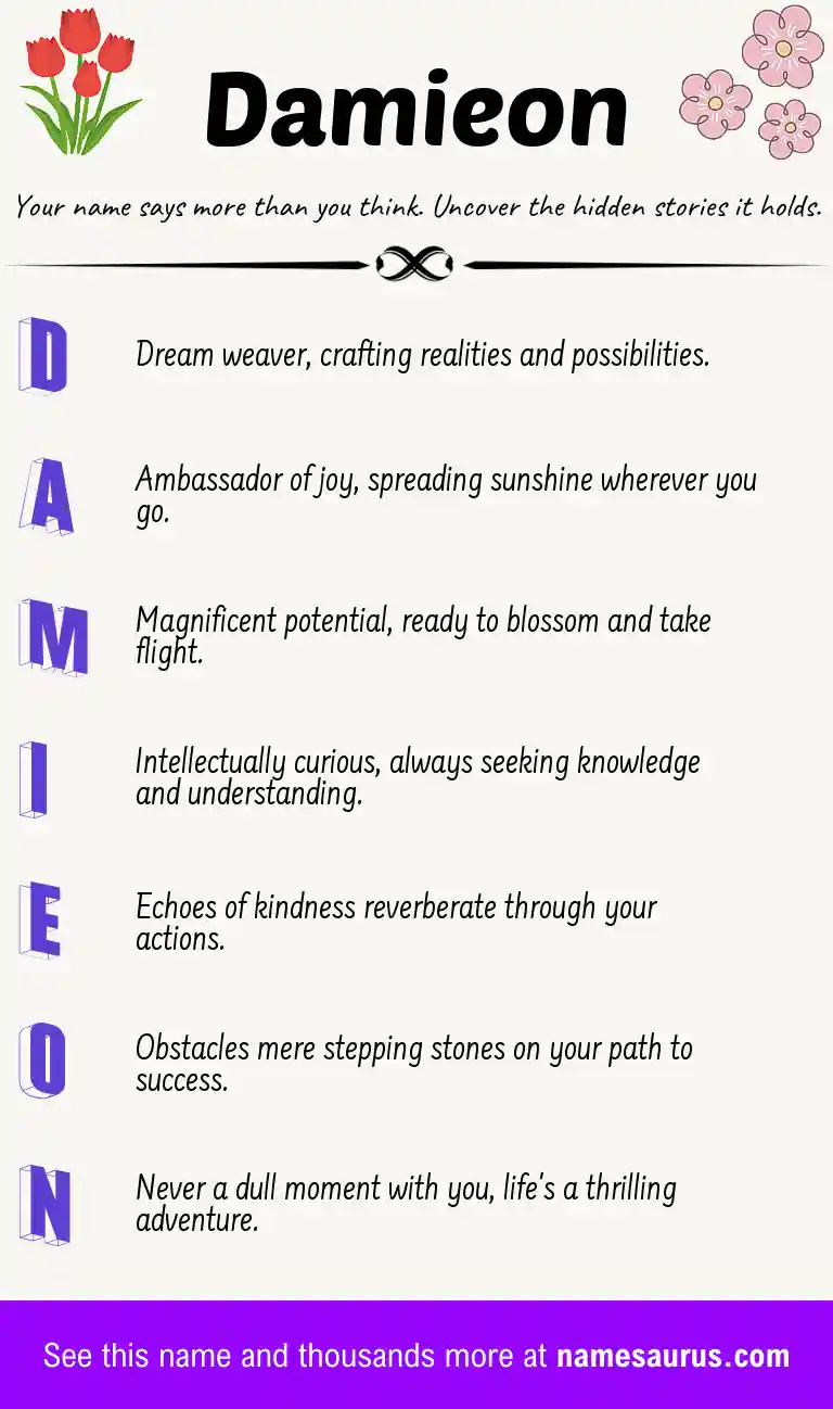 Acrostic poem about Damieon.