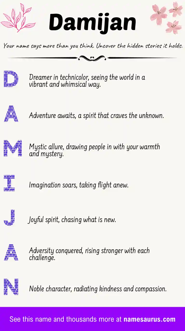 Acrostic poem about Damijan.