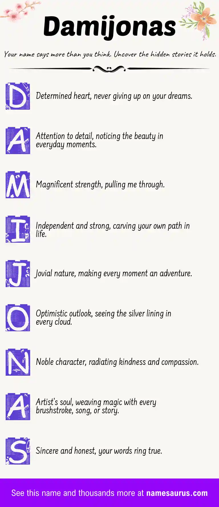Acrostic poem about Damijonas.