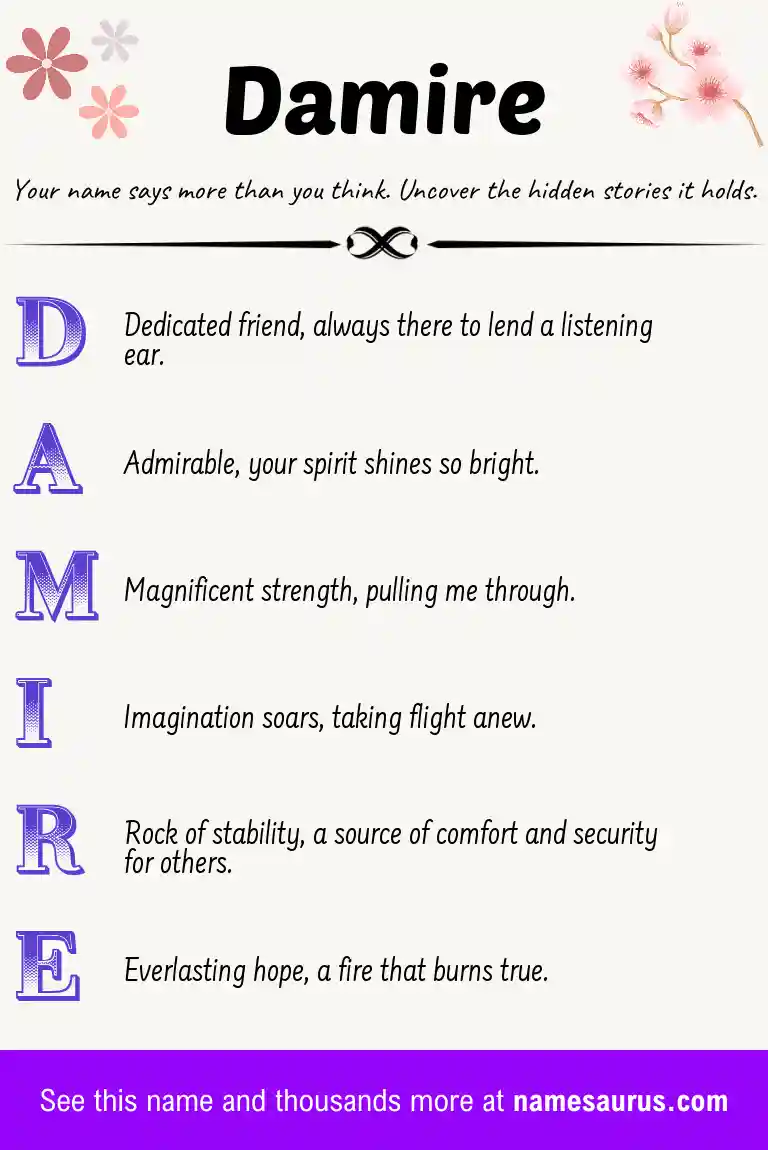 Acrostic poem about Damire.