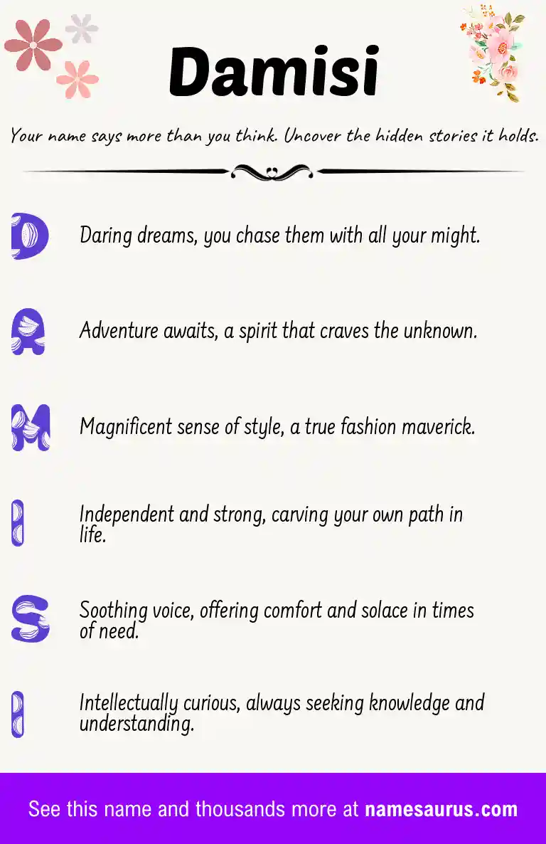 Acrostic poem about Damisi.