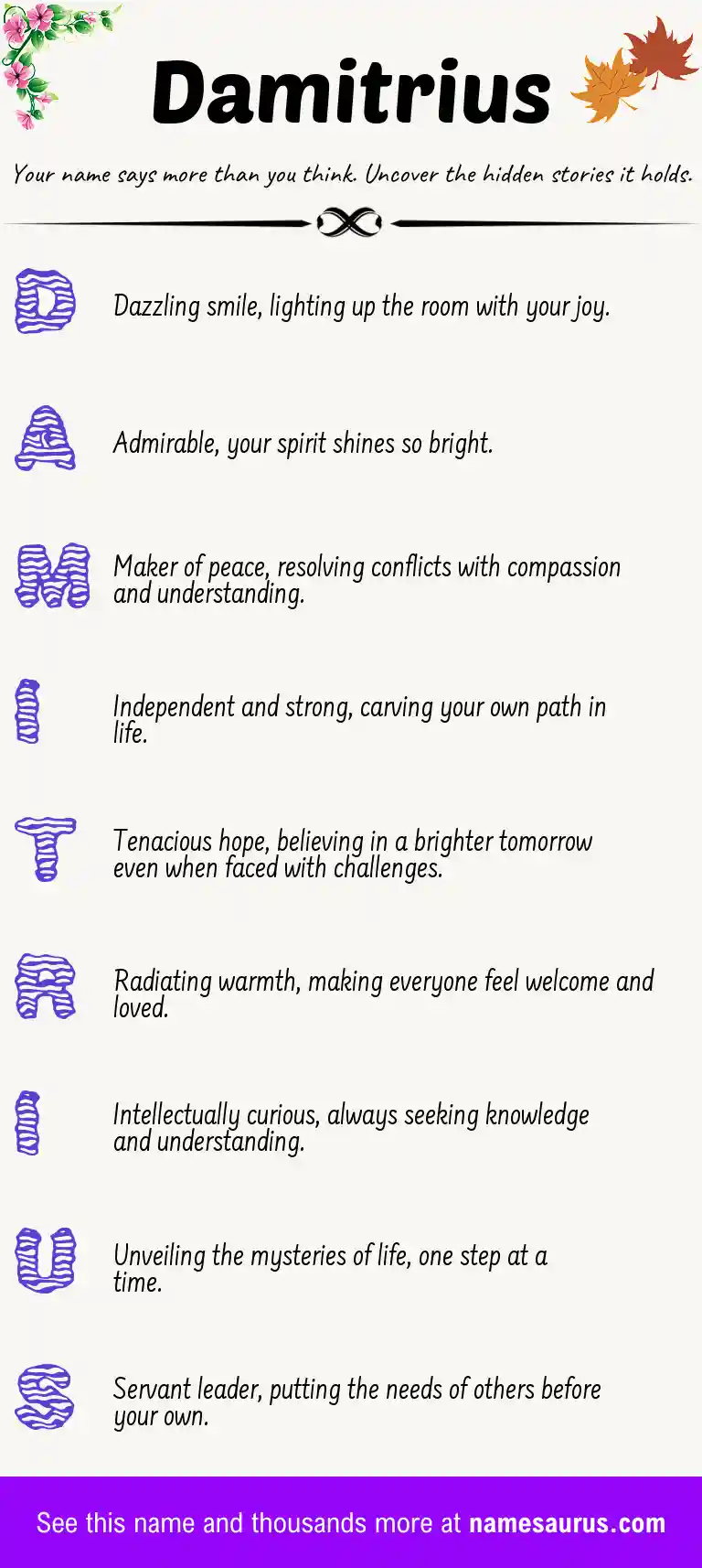 Acrostic poem about Damitrius.