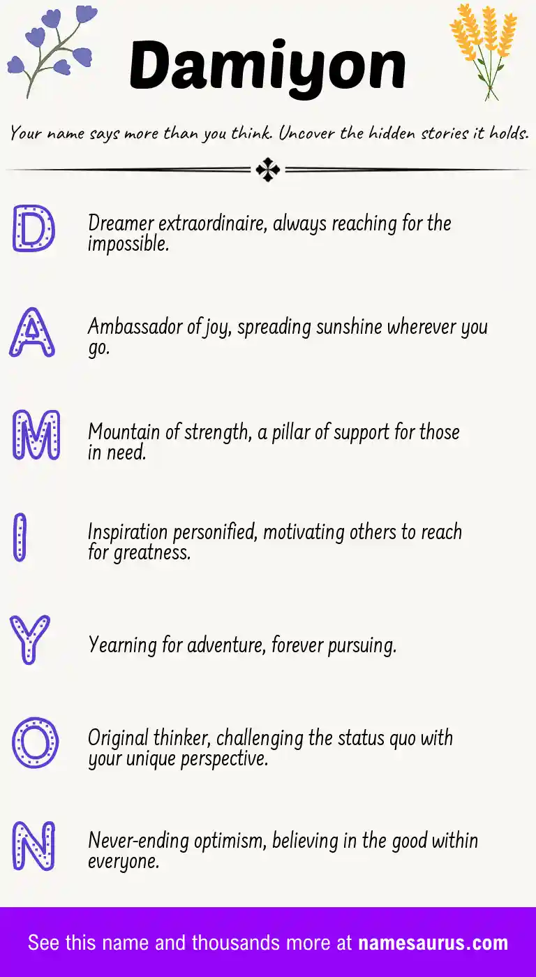 Acrostic poem about Damiyon.