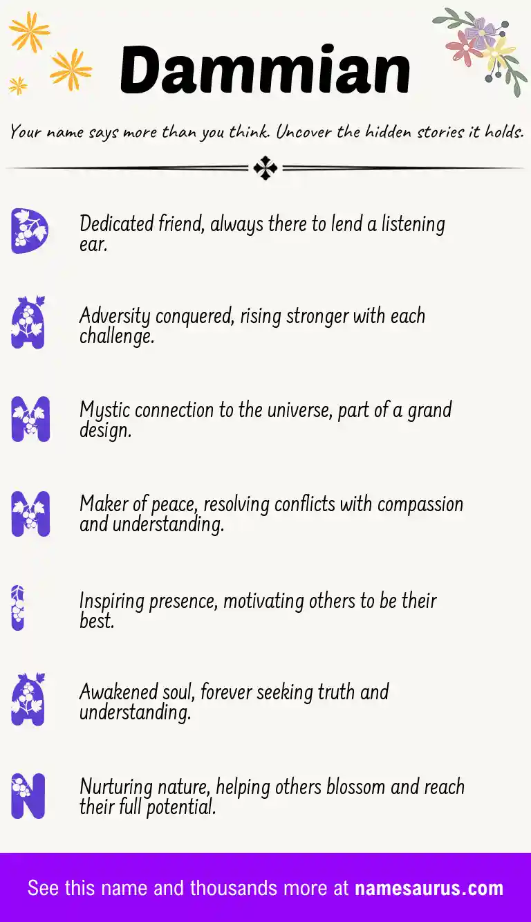 Acrostic poem about Dammian.