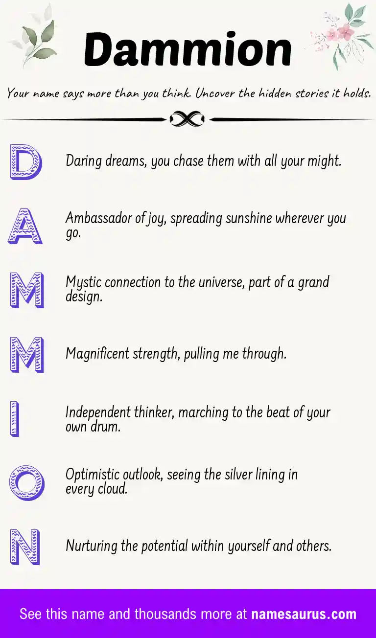 Acrostic poem about Dammion.