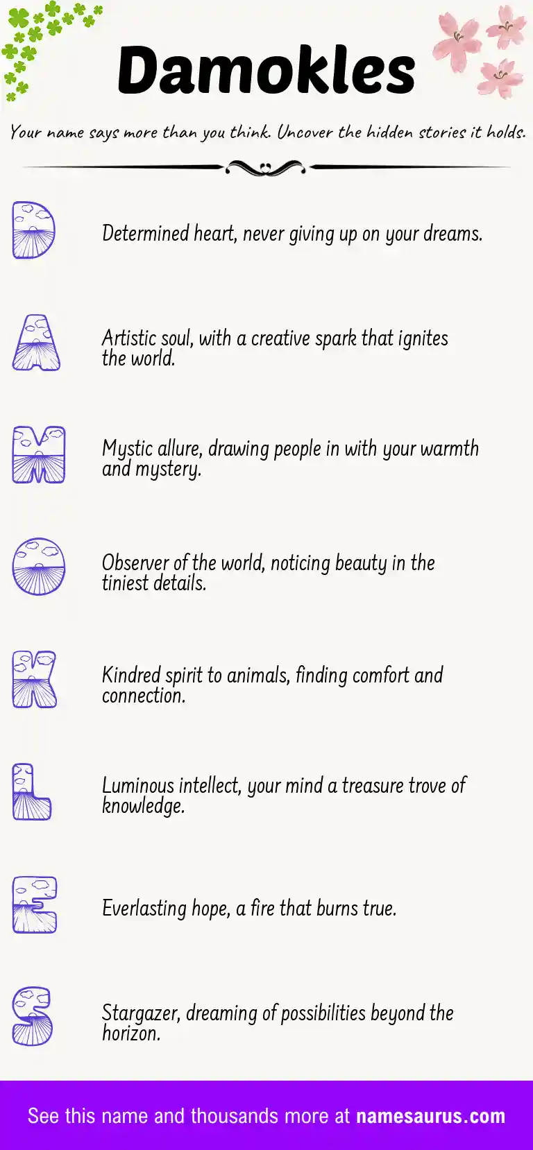 Acrostic poem about Damokles.