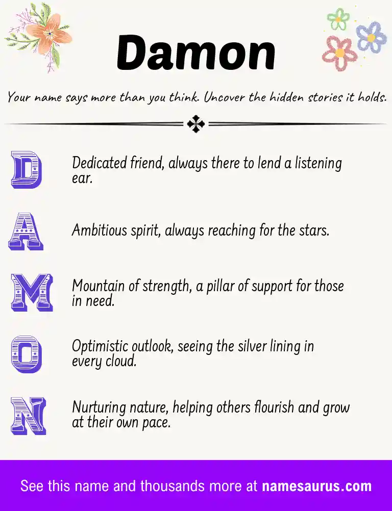 Acrostic poem about Damon.
