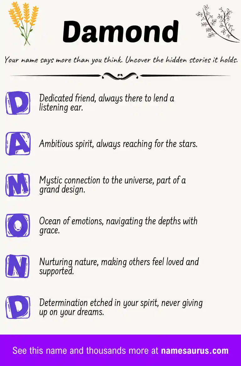 Acrostic poem about Damond.