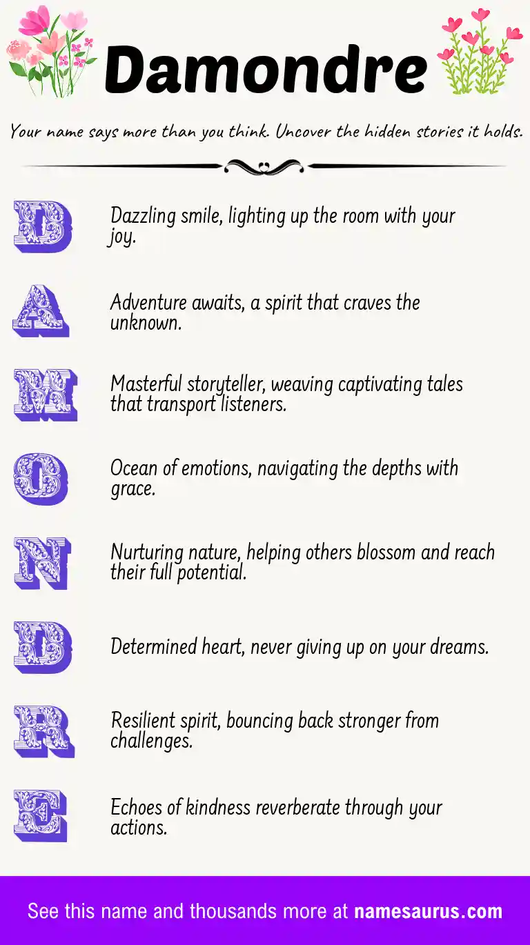 Acrostic poem about Damondre.