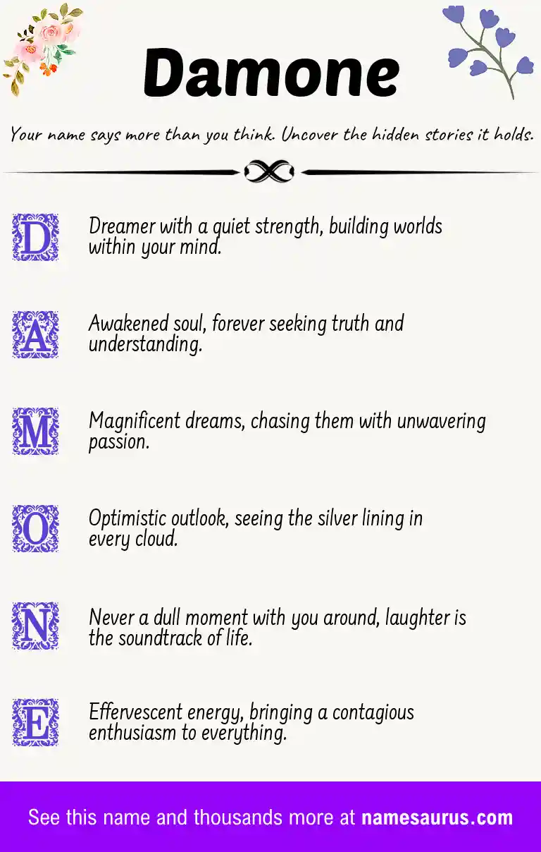 Acrostic poem about Damone.