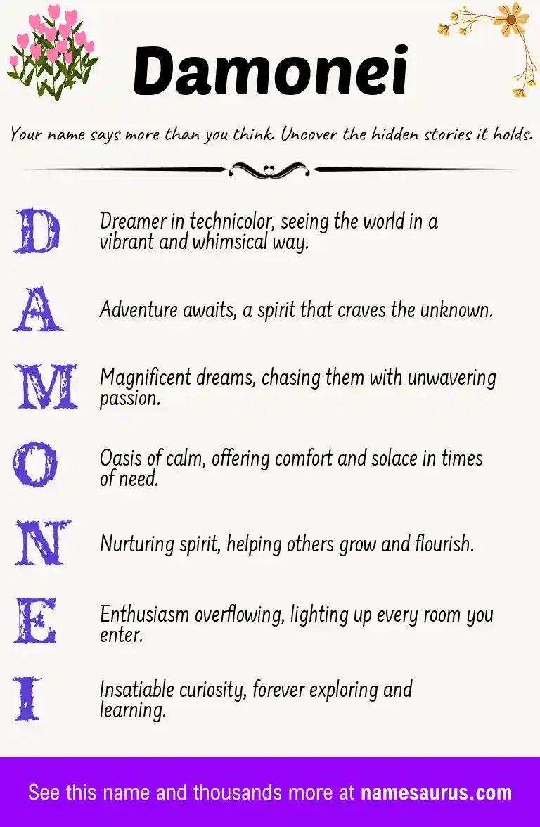 Acrostic poem about Damonei.