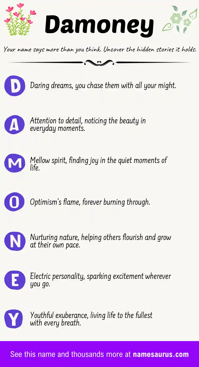 Acrostic poem about Damoney.