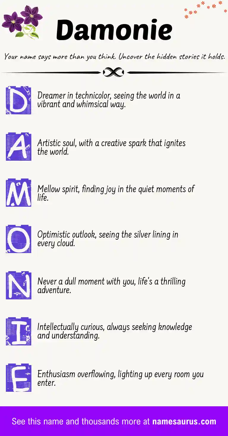 Acrostic poem about Damonie.