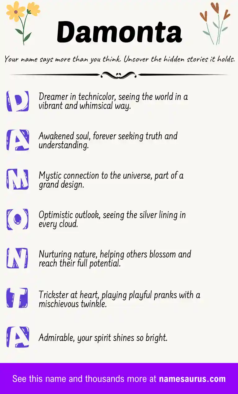 Acrostic poem about Damonta.