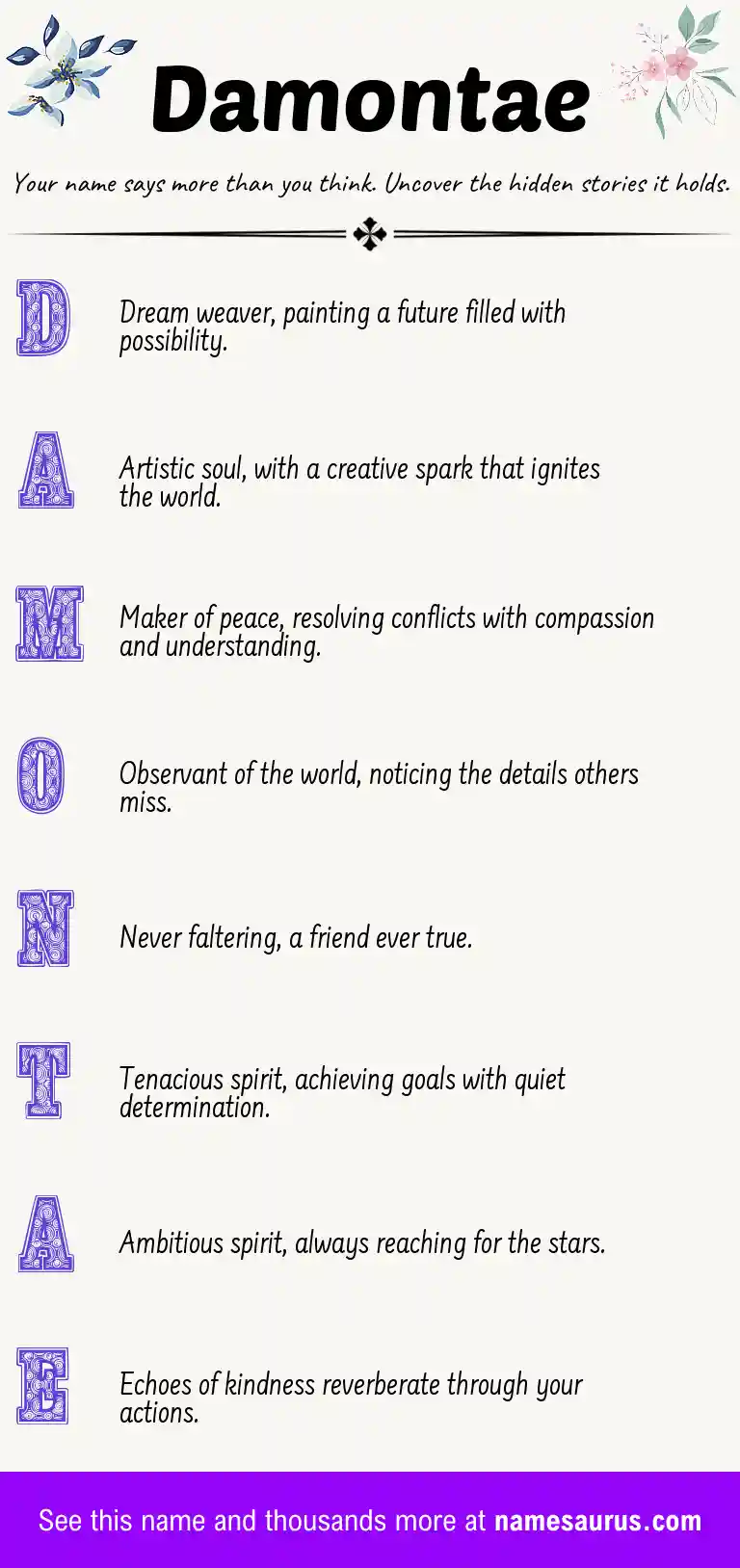 Acrostic poem about Damontae.