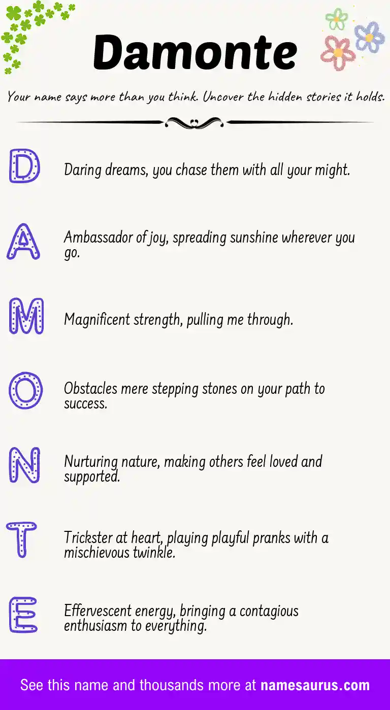 Acrostic poem about Damonte.