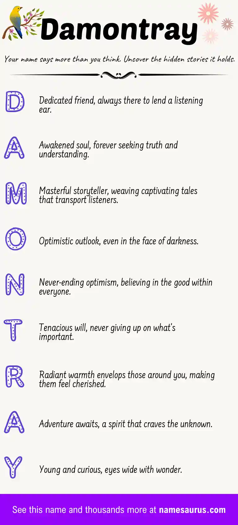 Acrostic poem about Damontray.