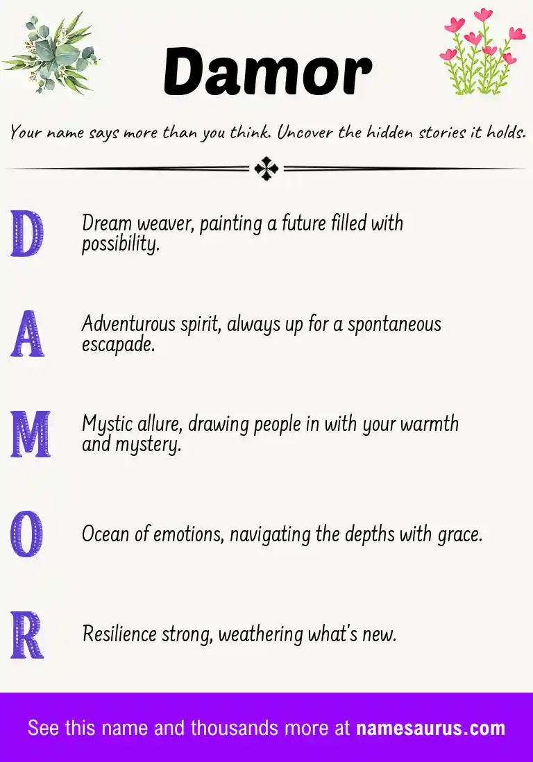 Acrostic poem about Damor.