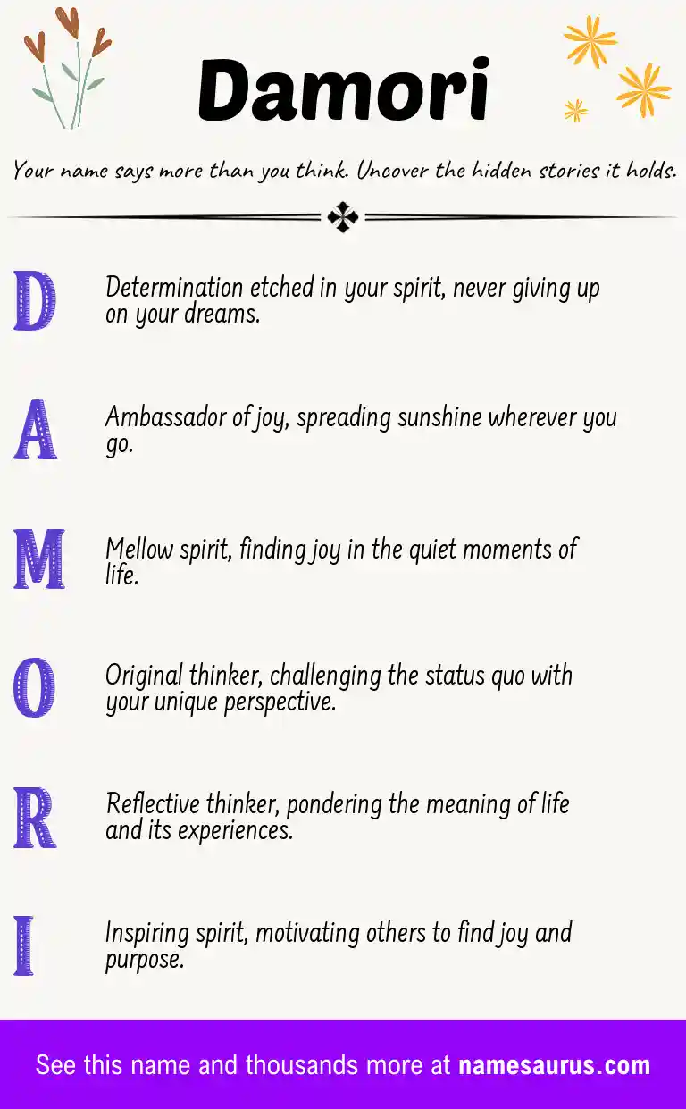 Acrostic poem about Damori.