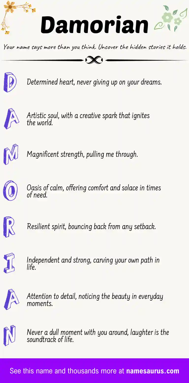 Acrostic poem about Damorian.