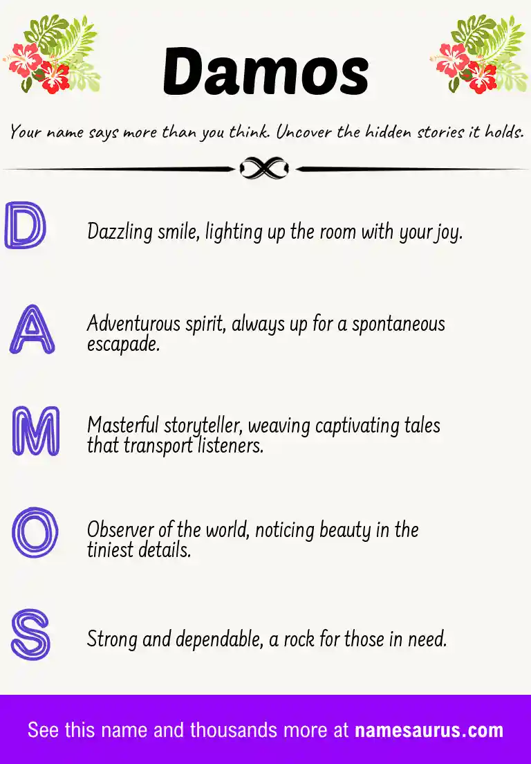 Acrostic poem about Damos.