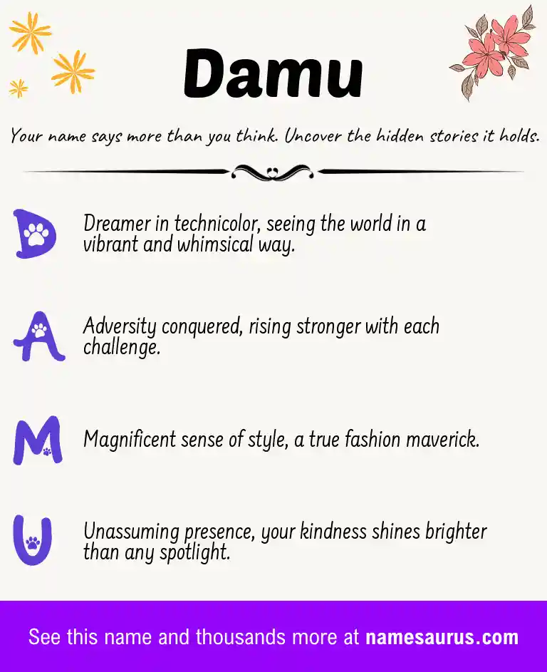 Acrostic poem about Damu.