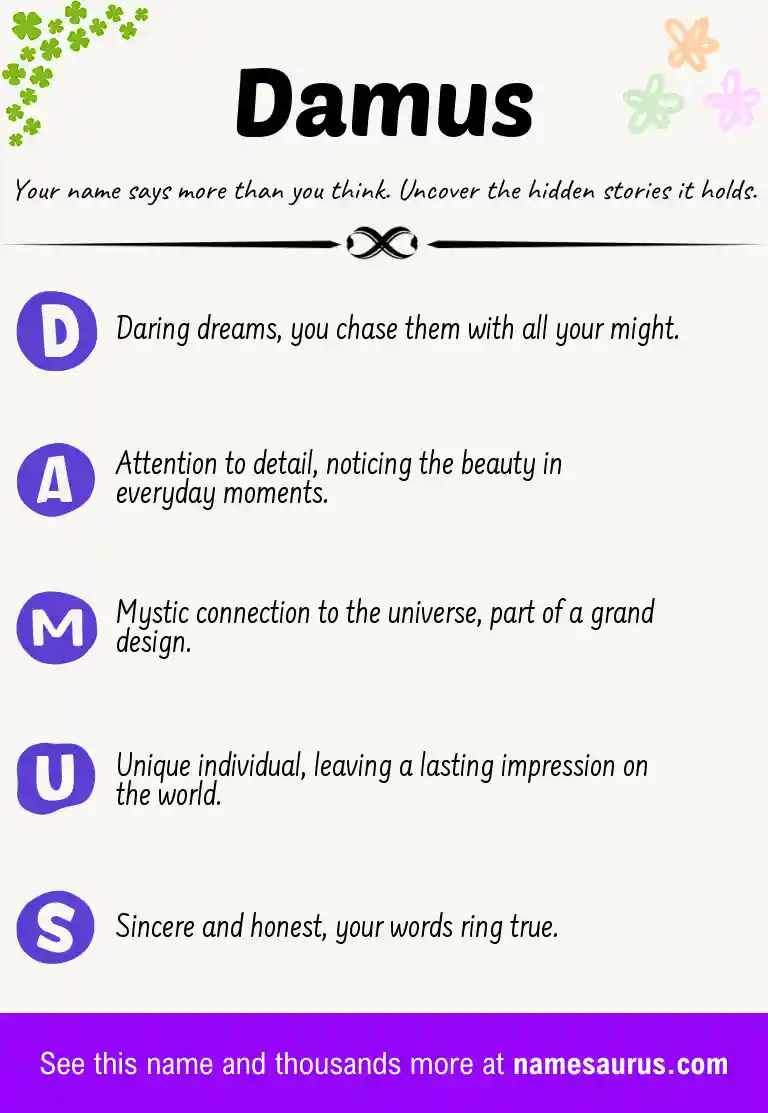 Acrostic poem about Damus.