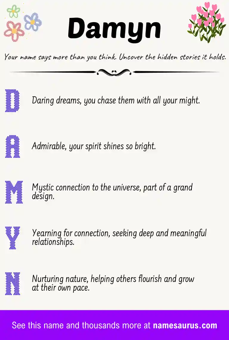 Acrostic poem about Damyn.