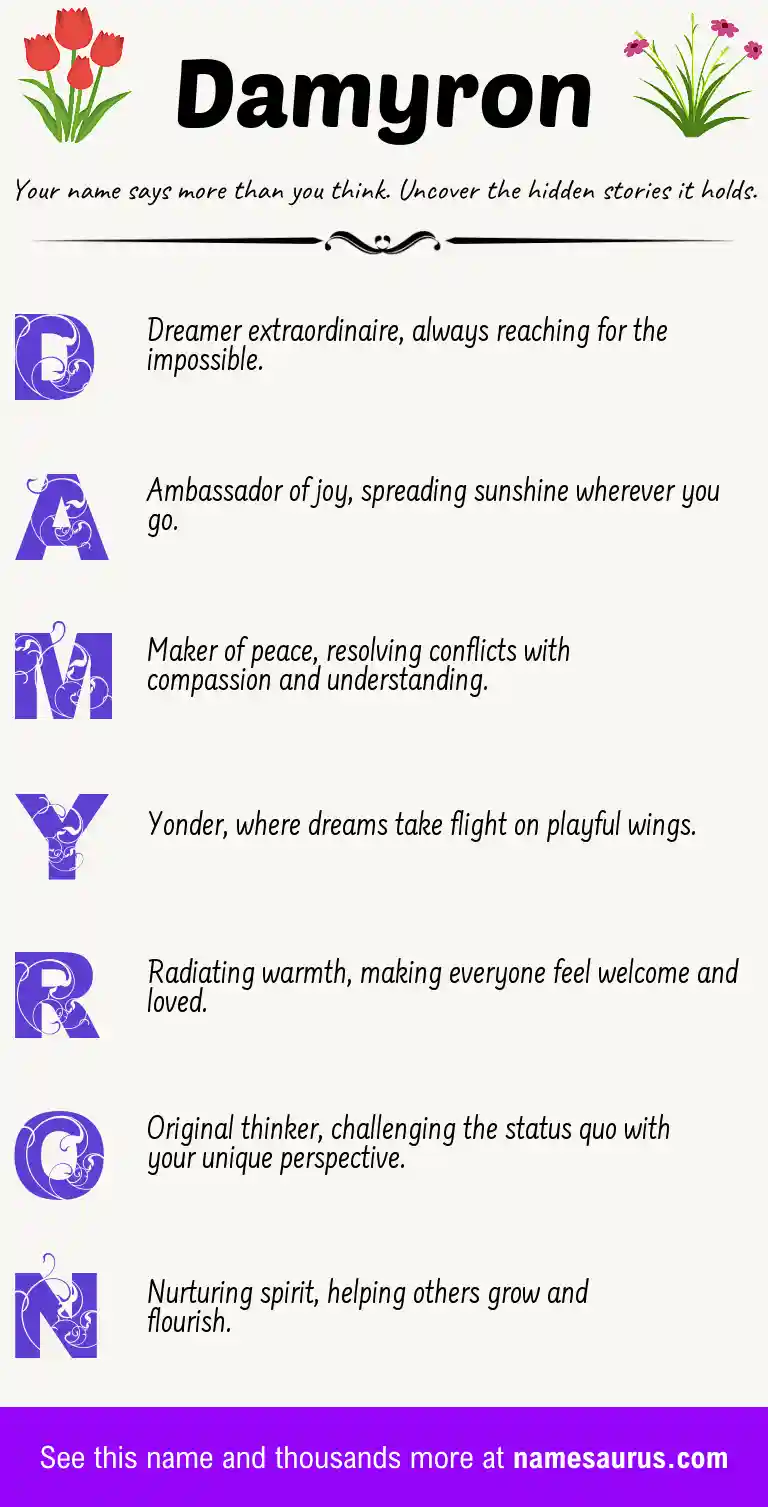 Acrostic poem about Damyron.