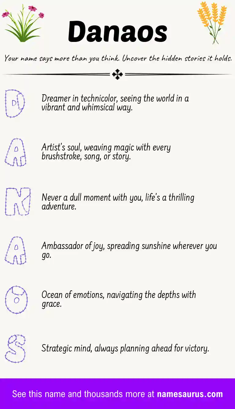 Acrostic poem about Danaos.