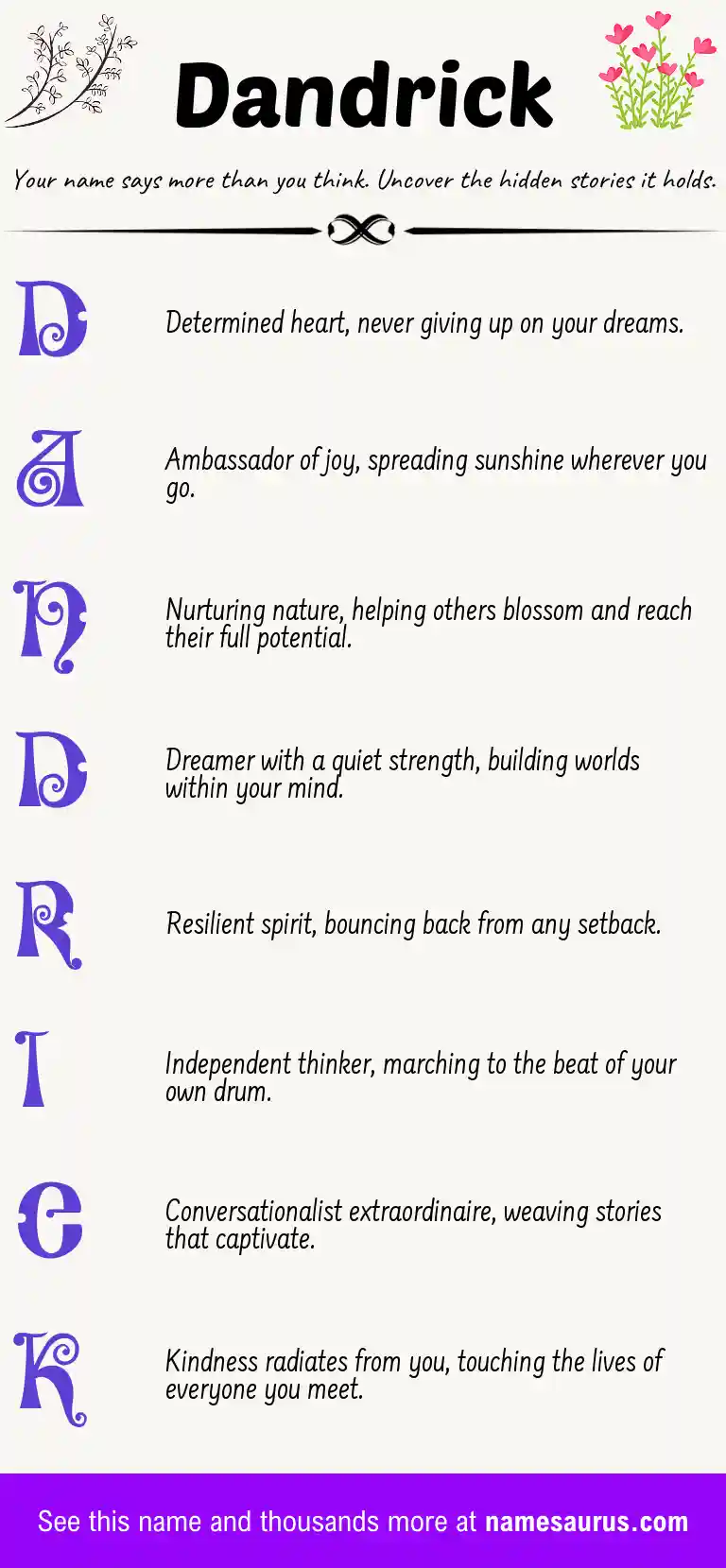 Acrostic poem about Dandrick.