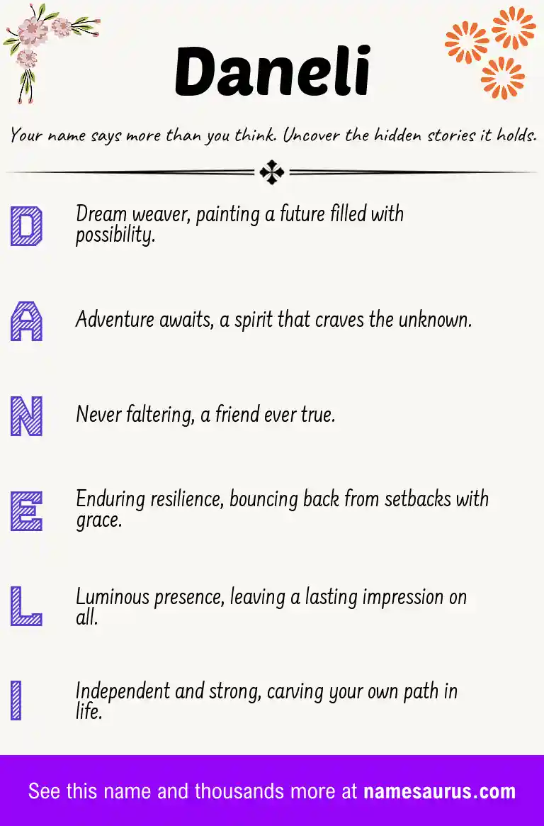 Acrostic poem about Daneli.