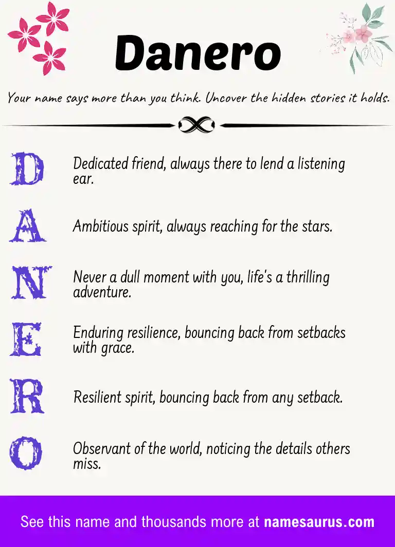 Acrostic poem about Danero.