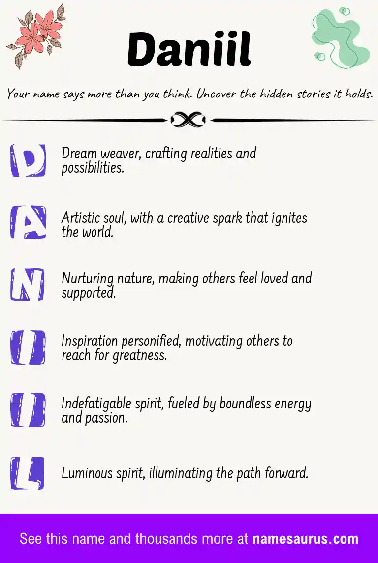 Acrostic poem about Daniil.