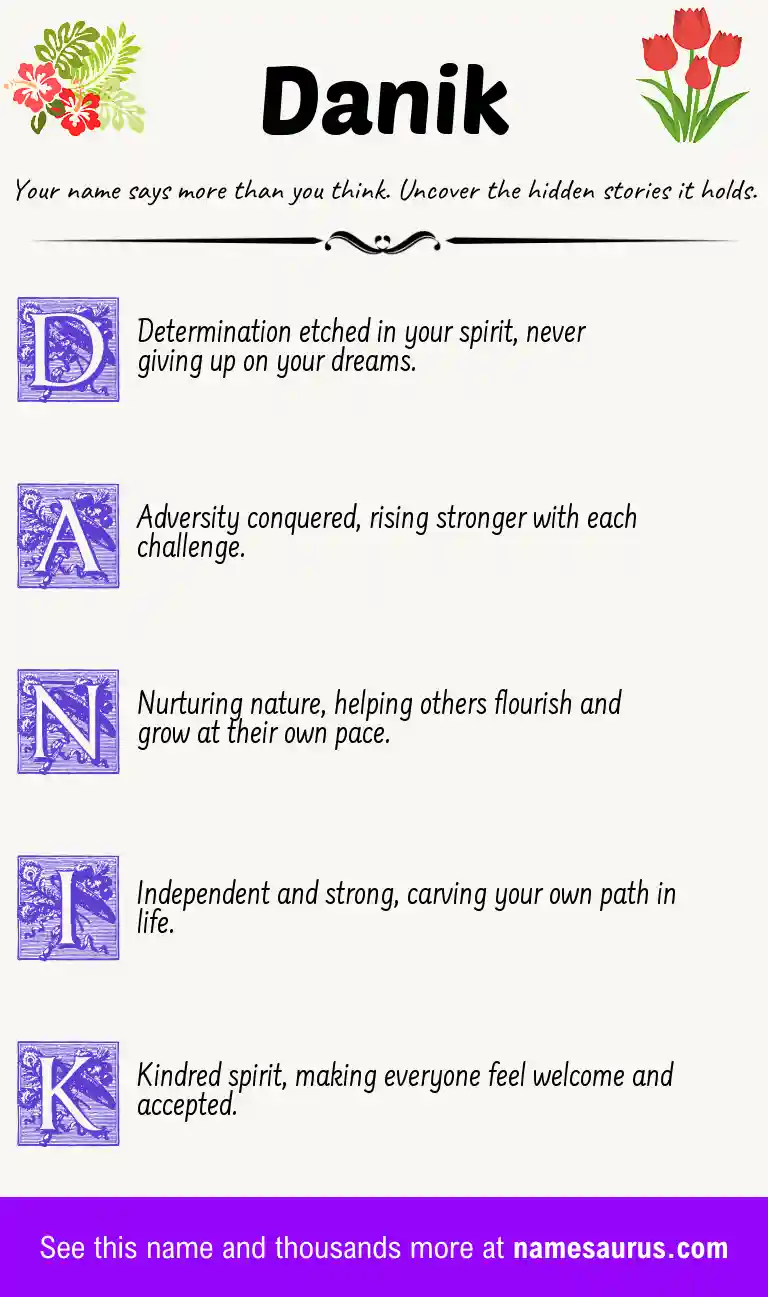 Acrostic poem about Danik.