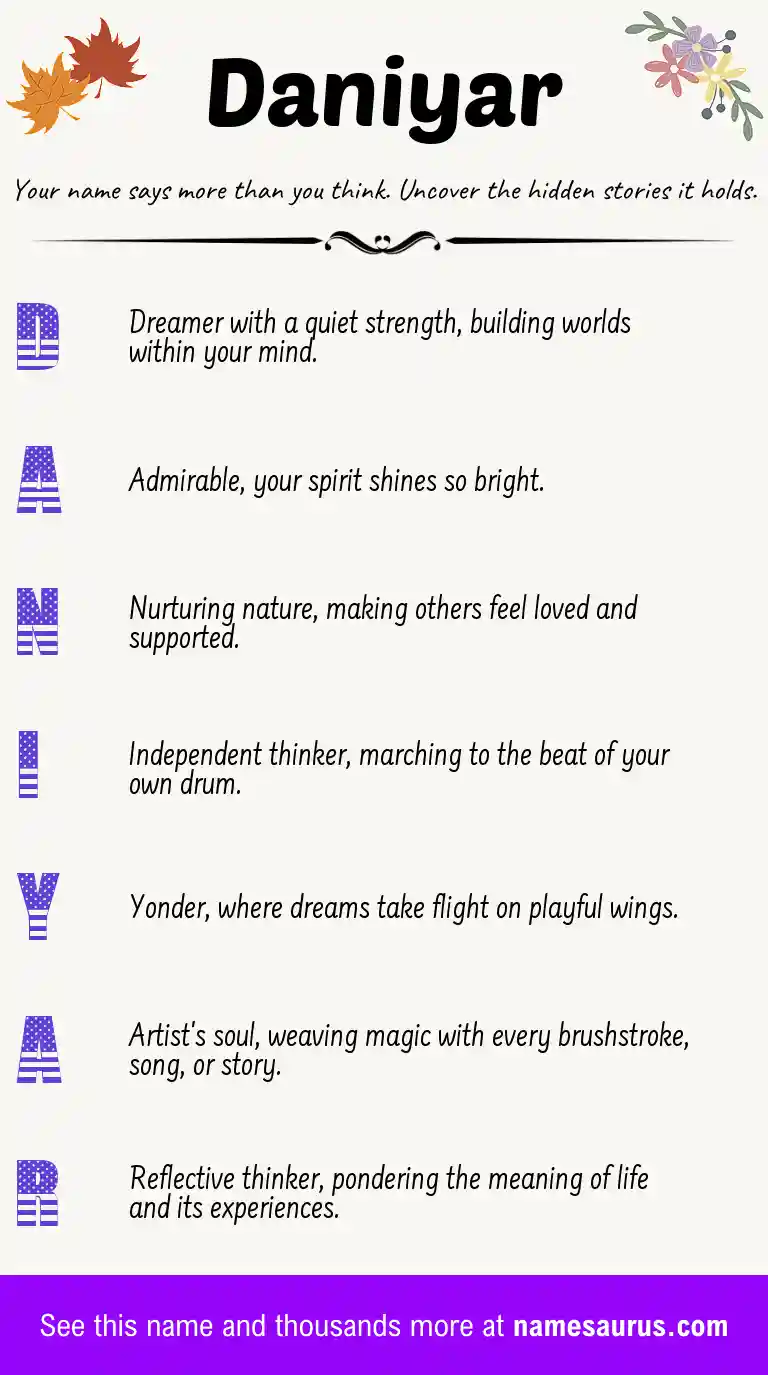 Acrostic poem about Daniyar.