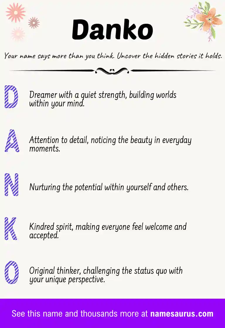 Acrostic poem about Danko.