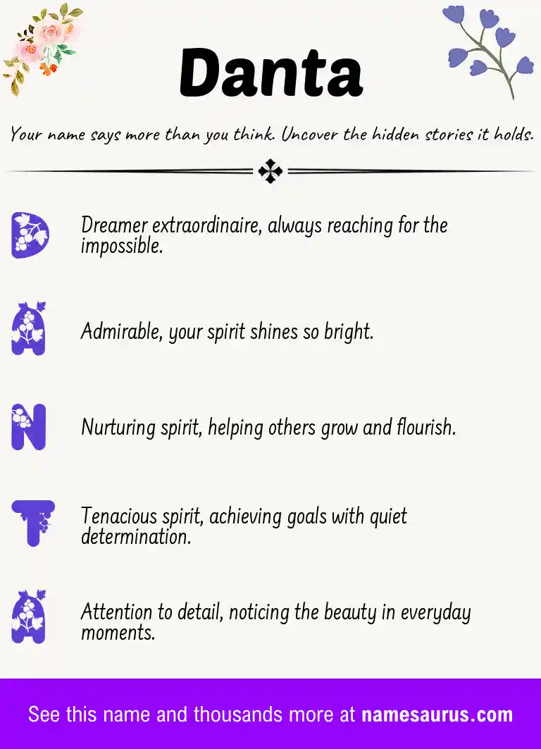Acrostic poem about Danta.