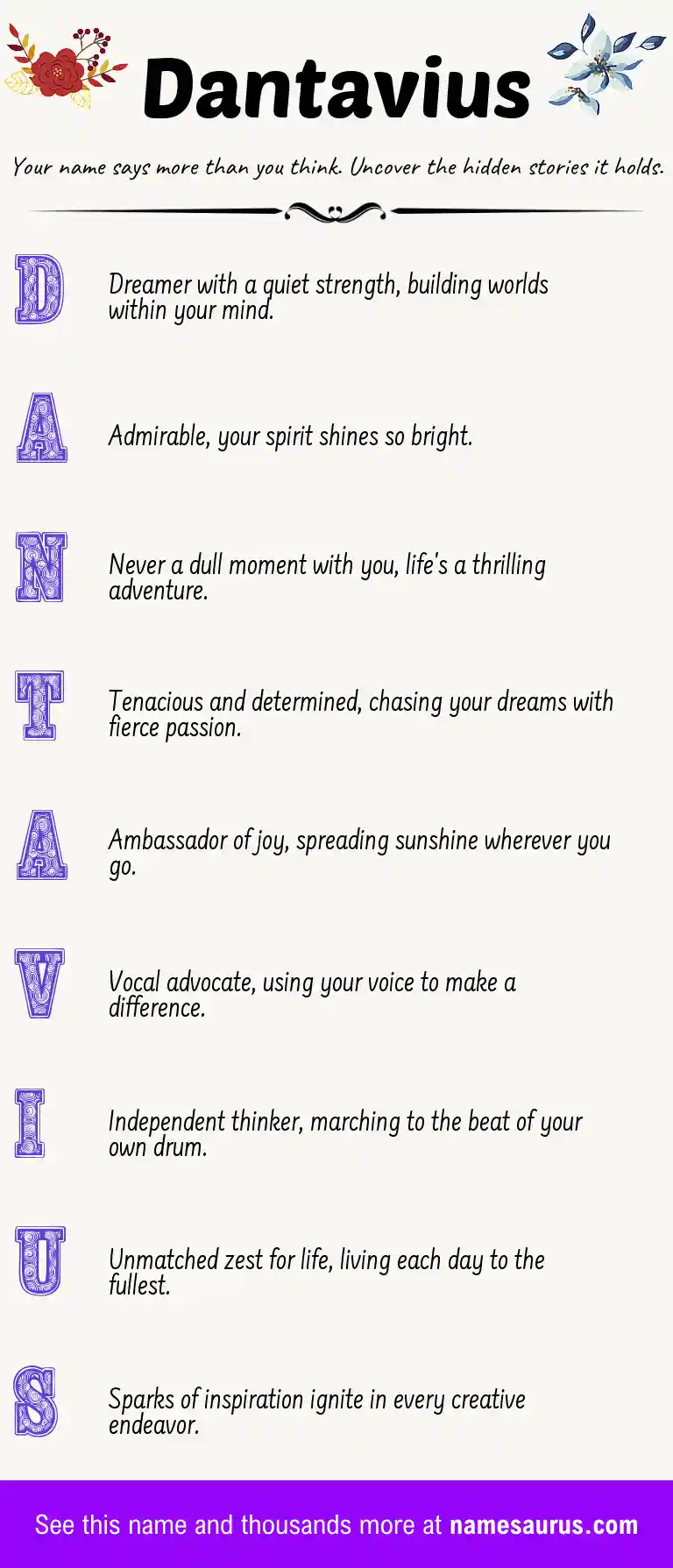 Acrostic poem about Dantavius.