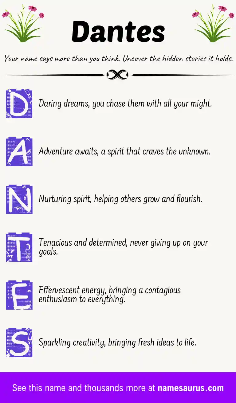 Acrostic poem about Dantes.